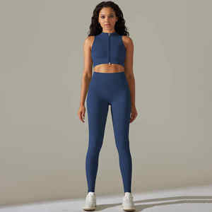 custom gym and yoga set for women oem two piece <b>activewear</b> breathable <b>leggings</b> and crop top for fitness or casual wear - Product Image 6