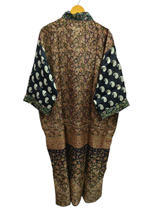 เสื้อคลุมเจ้าสาวน้ำหนักเบาชุดคลุมผ้าไหมสำหรับผู้หญิงชุดนอนเสื้อคลุมยาวพิมพ์ลายดอกไม้อินเดียชุดกิโมโนผ้าไหมส่าหรีรีไซเคิลวินเทจ - Product Image 5