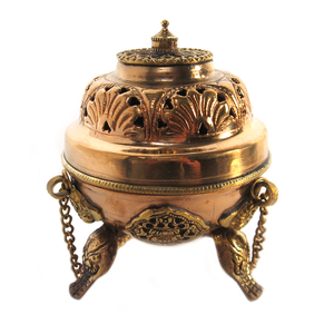 Brûleur d'encens d'intérieur et d'extérieur de conception merveilleuse couleur cuivre de qualité exclusive enduite du brûleur de Bakhoor rond en laiton de couvercle - Product Image 2