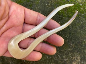 ปิ่นปักผมรูปเขาควายขัดเงาสำหรับผู้หญิงทำจากเขาวัวอุปกรณ์เสริมจากธรรมชาติ - Product Image 2