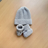 Bonnet personnalisé en coton et laine pour l'automne et l'hiver ensemble de chaussons bonnets tricotés pour enfants chapeaux pour bébés coffrets cadeaux