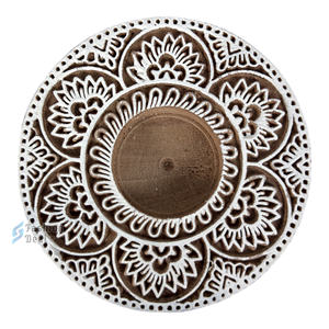 Wooden Round Handmade Eco-Friendly 2-Color Printed <b>Tealight</b> <b>Holder</b> (Without <b>Tealight</b> Candle) for Festival Gifting and Decoration - Product Image 3