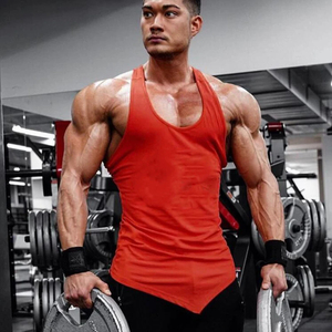 <b>Men's</b> Fitness <b>Sport</b> Gym Bodybuilding Tank Tops Solid Color Cotton Knitted Training T-Shirt Irregular Hem <b>Vests</b> Breathable Hip - Product Image 4