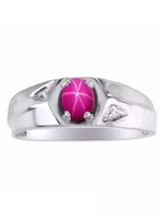 Bague de fiançailles vintage Landy Star Ruby en argent sterling 925, sertie à griffes, certifiée par un tiers, bague de promesse de mariage, étoile à 6 branches