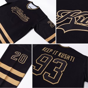 Maillot de hockey personnalisé noir-ancien or avec logo et nom imprimés, service OEM disponible, sublimation 100% polyester - Product Image 5