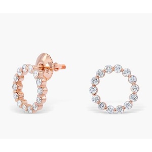 ต่างหูเพชรสำหรับงานแต่งงานที่ปลูกในห้องปฏิบัติการสีเหลืองทอง14K กระดุมทรงกลมมีสกรูด้านหลังเป็นเครื่องประดับเพชรที่ถูกสร้างขึ้น - Product Image 1