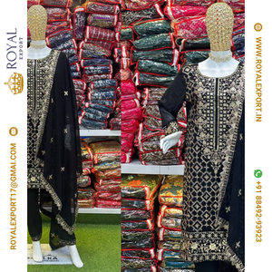 Presentación de la nueva colección Pure Faux Georgette con Secuencia bordada Work Suit Set - Product Image 5