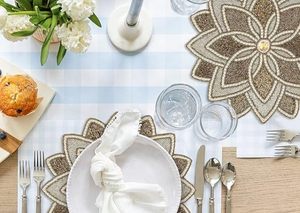 Handcrafted American Style <b>Round</b> Glass Beaded <b>Placemats</b> for Dining Table Wedding Christmas Family Gatherings Parties Decoration - Product Image 4