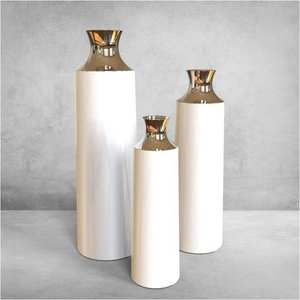 Jarrón de Metal de Lujo al por Mayor, Jarrón Decorativo Alto Dorado, Plateado y Blanco para Interiores y Hoteles, Estilo Minimalista para Decoración de Interiores. - Product Image 4