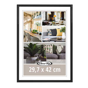 Cadre photo simple en plastique noir DIN A3 29,7 x 42 cm avec verre, bois, papier PS, taille personnalisée, décoratif - Product Image 2