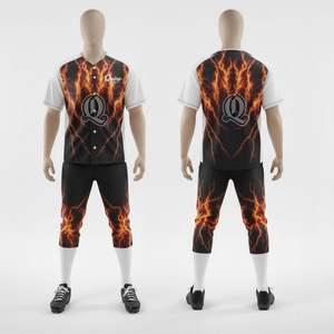 Design foudre noir et orange personnalisé uniforme de baseball polyester sublimé vêtements d'équipe pour adultes - Product Image 1