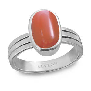 NOVAMART Fine Certified Italian Coral Moonga Gemstone <b>Ring</b> Natural Bezel <b>Set</b> Boho Style for Everyday Wear Wedding Promise Oval C - Product Image 1
