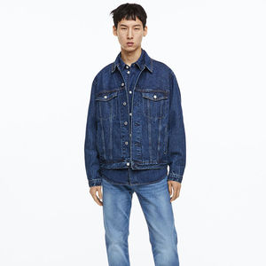 แจ็กเก็ตผ้ายีนส์แขนยาวสำหรับผู้ชายเสื้อแจ็กเก็ตผ้ายีนส์ทรงพอดีตัวปกติฤดูใบไม้ร่วง - Product Image 4