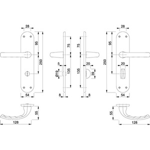 Juego de renovación de aluminio Tokyo 1710/3334 F1 SK/OL Cuadrado 8 mm 78 mm Distancia HOPPE - Product Image 4