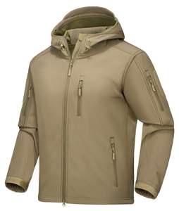 Veste polaire à capuche pour hommes, col montant, imperméable et respirant, poches zippées en toile pour la randonnée, coupe-vent - Product Image 5