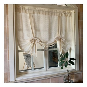 2026 Cute White Butta Semi-blackout Living Room Drapes 63 Inch Length Bohemian Tassel <b>Window</b> Curtain Rod Pocket Bedroom Drapes - Product Image 4
