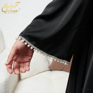 فستان عباية نسائي أسود فاخر بتصميم إسلامي محتشم وعصري لعيد رمضان 2026، فستان حفلات للمسلمات مزين باللؤلؤ - Product Image 4