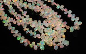 โอปอลเอธิโอเปียธรรมชาติทรงลูกแพร์เรียบและทรงหยดน้ำ สีขาว พร้อมใบรับรองจากผู้เชี่ยวชาญ สำหรับทำสร้อยคอ - Product Image 5