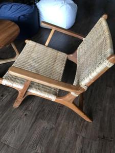 เก้าอี้เลานจ์ทำจากไม้สักขัดเรียบพร้อมหวายสักร่วมสมัยเก้าอี้ผ่อนคลายสำหรับห้องนั่งเล่น - Product Image 6