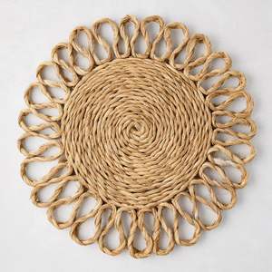 Meilleur article pour 2025 napperon de table fait à la main rond en rotin chargeur plaque tissé rond rotin naturel - Product Image 1