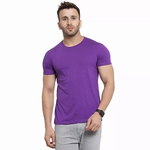 T-shirt violet uni pour hommes et femmes t-shirt en coton de couleur unie haut vierge en gros pour impression ou tenue décontractée - Product Image 1