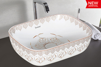 Lavabo de salle de bain de luxe moderne en céramique et quartz artificiel, à poser sur table, pour usage commercial, finition peinte