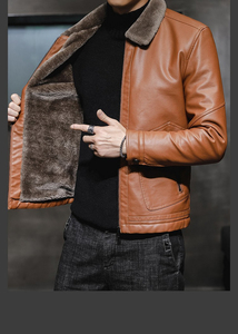 Manteau chaud coupe-vent pour hommes Veste en cuir PU épais à la mode pour l'hiver et l'automne Veste de marque pour hommes Expédition DDP - Product Image 3