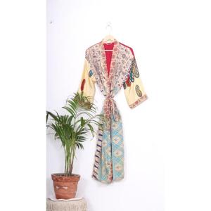 Robe de maison de luxe | Kimono unisexe doublée de soie | Cadeau d'été doux respirant vêtements de nuit pour femmes Kimono robe vêtements de nuit - Product Image 2