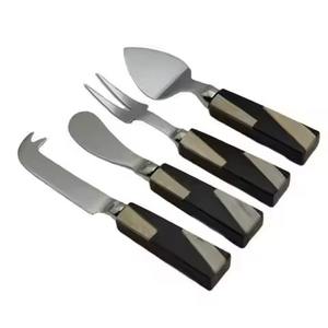 Couteau à fromage en marbre blanc et manche en bois en acier inoxydable, ensemble de couverts à fromage pour la cuisine - Product Image 6
