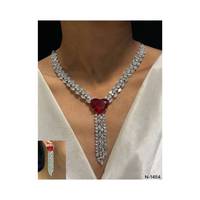 2025 nouveauté nouveau Design collier de pierres précieuses rouges en forme de coeur ensemble au meilleur prix