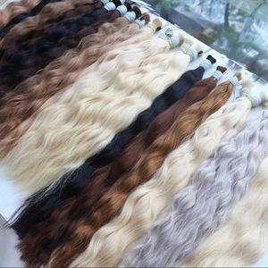 Extensiones de cabello a granel más vendidas 100% cabello crudo Double Drown 100 gramos colores claros 16 pulgadas ondulado natural - Product Image 1