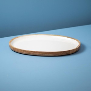Plato de madera esmaltado blanco - Product Image 1