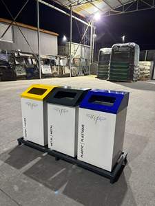 Cubo de basura a prueba de lluvia cero cubos de almacenamiento de reciclaje de Metal superior abierto 4 cubos de basura sin tapa o ruedas - Product Image 6