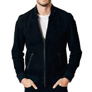 Chaqueta de Cuero de Primera Calidad para Hombre, Estilo Camionero, Cuero de Gamuza, Tacto Suave, Completamente Forrada, Estilo Jeans, Color Negro - Product Image 1