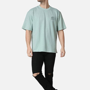 เสื้อยืดโอเวอร์ไซส์สีพื้นทรงหลวม พิมพ์โลโก้ตามสั่ง สำหรับผู้ชาย ใส่ได้ในฤดูร้อน ผ้าฝ้าย 100% เสื้อยืดผู้ชาย - Product Image 5