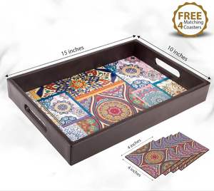 ถาดเสิร์ฟแล็กเกอร์ MDF ระดับไฮเอนด์หรูหราถาดรอง4-Cosyter ลายหินอ่อนที่ออกแบบได้ตามต้องการสำหรับโรงแรมและคาเฟ่ - Product Image 2