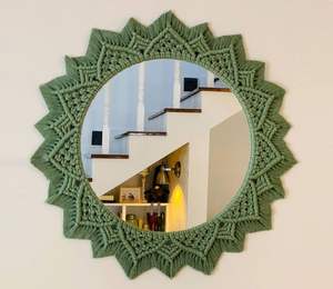 Hot Selling Macrame Wall <b>Mirror</b> for Home Decor and Gifting Wall <b>Mirror</b> High Demand Home Decor Product Self Adhesive from India - Product Image 1