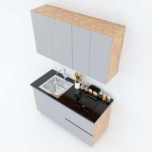Armoires de cuisine modernes en bois massif 1,4 m en bois de caoutchouc TBT68010 - Product Image 3