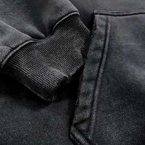 Winter New Fleece-lined BOXY <b>Hoodies</b> for Men Fleece-lined Retro Hooded Sweatshirt Custom Logo Vintage Washed hoodie - Product Image 3