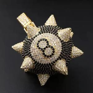 จี้เพชร CZ ชุบทองบนสแตนเลสสตีล ประดับโมอิสซาไนต์ ดีไซน์ฮิปฮอป สำหรับผู้ชาย - Product Image 5