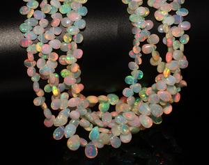 โอปอลเอธิโอเปียธรรมชาติทรงลูกแพร์เรียบและทรงหยดน้ำ สีขาว พร้อมใบรับรองจากผู้เชี่ยวชาญ สำหรับทำสร้อยคอ - Product Image 3