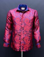 Camisa Casual de Hombre de Lujo Azul Rey a Cuadros con Doble Botonadura, Corte Ajustado, Manga Larga, Tela Premium con Sensación Satinada, 100% Antiarrugas