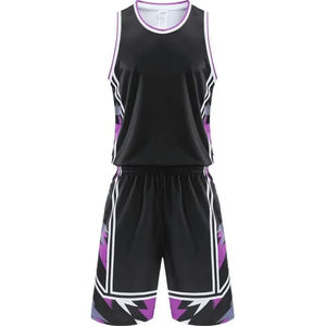 Ensemble d'uniformes de basket-ball en polyester respirant personnalisé 150GSM bleu et blanc imprimé par sublimation de couleur pour la formation d'équipe scolaire - Product Image 2