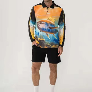 Camiseta Polo de Pesca de Manga Larga con Estampado por Sublimación, Diseño Personalizado, Servicio OEM, Camiseta Estilo Polo Transpirable - Product Image 5