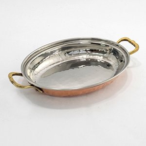 Bandeja para servir platos indios y plato de cobre con mango de acero inoxidable Utensilio de metal para Tawa y Wok Pan - Product Image 6