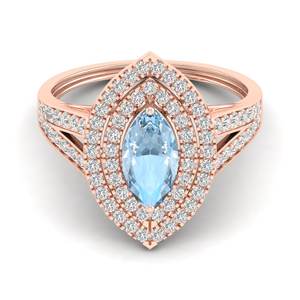 Anillo de Oro Sólido de 14K con Piedra Preciosa de Aguamarina de 1 Quilate, Fabricado por REYES, Anillos de Compromiso de Diamantes Naturales Hechos a Mano para Mujer - Product Image 5