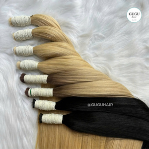 Extensions de cheveux lisses et volumineuses – 100 % cheveux humains, doux et sans nœuds, cheveux bruts, couleur personnalisée, super double drawn - Product Image 1