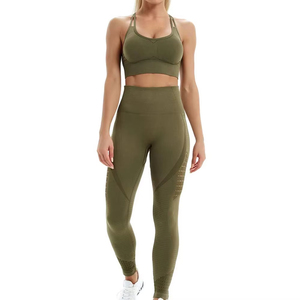 Conjunto Deportivo para Mujer, Leggings de Gimnasio con Cintura Elástica y Sujetador Deportivo a Juego, Pantalones Deportivos para Correr, Yoga y Entrenamiento - Product Image 1