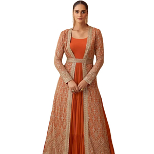 Pure Heavy Chinon <b>Women's</b> Party <b>Kurta</b> with Self Embroidery and Patchwork Design - Product Image 3