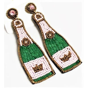 Novedad de 2024, pendientes de tuerca de Navidad con forma de Papá Noel a la moda, Diamante de cristal chapado en oro con patrón geométrico, Perla principal - Product Image 1